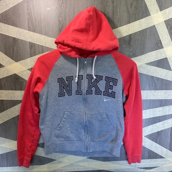 Nike Full Zip Hoodie Juniors Sz Medium Peach/Gray - Picture 1 of 4